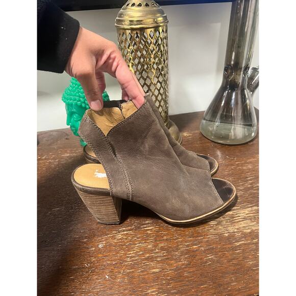 Lucky Brand Womens Jubai Peep Ankle Leather Heels Boots open toe shoes sz 7 Boho - Picture 3 of 7